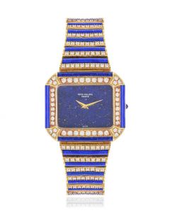 Patek Philippe Very Rare Cocktail Watch Yellow Gold Lapis & Diamond Set 4399/1