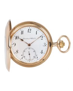 International Watch Company 14ct Rose Gold Full Hunter Keyless Manual Wind Lever Pocket Watch