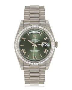 Rolex Day-Date 40 Olive Dial Diamond Bezel 228349RBR