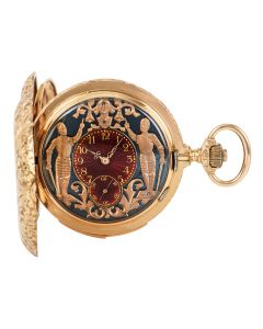 Vulcain 18ct Rose Gold Full Hunter Minute Repeating Automaton Pocket Watch C1880