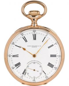 PATEK PHILIPPE ROSE GOLD GONDOLO KEYLESS LEVER OPEN FACE POCKET WATCH C1910