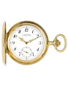 A. Lange & Sohne Glashutte Dresden Yellow Gold Keyless Lever Full Hunter Pocket Watch C1920s