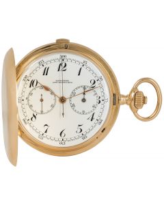 Longines. A Heavy 18ct Gold Keyless Lever Full Hunter Chronograph Pocket Watch C1900s.