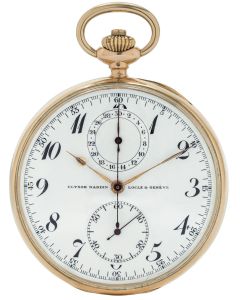 Ulysse Nardin. An 18ct Gold Keyless Lever Chronograph Open Face Pocket Watch C1900s
