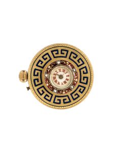 Le Coultre. A Rare Gold  Enamel and Diamond  Keyless Cylinder Button Hole Watch C1920s