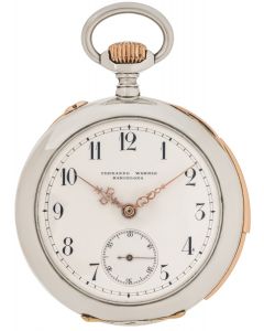 Fernando Wehrle Barcelona. A Silver and Rose Gold Keyless Lever Minute Repeater  Open Face Pocket Watch C1900