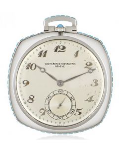  Vacheron & Constantin. A Rare White Gold Rock Crystal and Turquoise Pocket WatchC1930