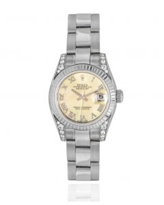 Rolex 18k White Gold Mother Of Pearl Dial Diamond Set Datejust Women's 179239