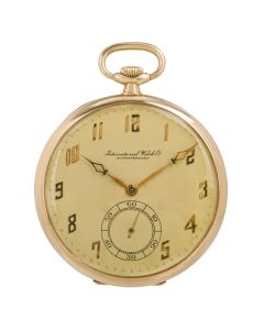 International Watch Company Rose Gold Keyless Lever Open Face Pocket Watch C1920s