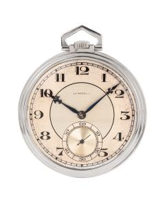 Longines Rare Art Deco Slim Keyless Lever Pocket Watch in 18ct White Gold C1920s