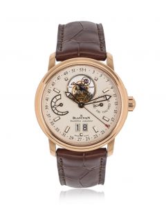 Blancpain 18k Rose Gold Silver Dial Leman Tourbillon Semainier Grande Date 2925-3642-53B