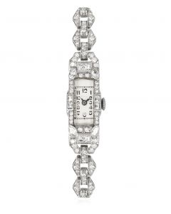 A Platinum Diamond Set Vintage Women's Cocktail Wristwatch