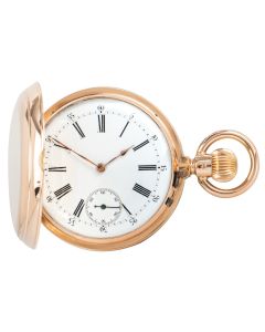 A Rare Rose Gold Hunter Double Sided Calendar Pocket Watch C1890s