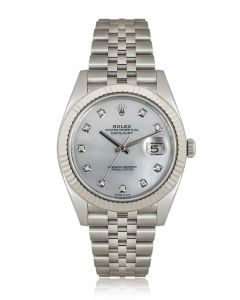 Rolex Datejust 41 Stainless Steel Mother of Pearl Diamond Dial B&P 126334