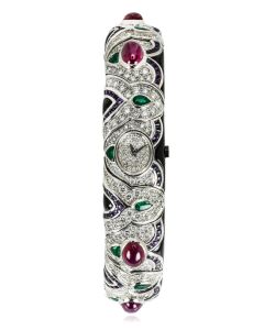 Mauboussin White Gold Cocktail Watch Bangle Diamond & Multi-Gemstone Set