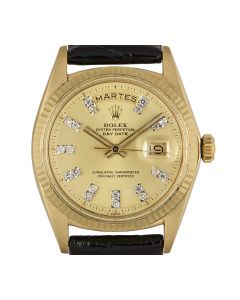 Rolex Day-Date Vintage Men's 18k Yellow Gold Champagne Diamond Dial 1803