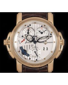 Ulysse Nardin Sonata Cathedral Dual Time Gents 18k Rose Gold Silver Dial 676-88