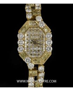 Roberge 18k Yellow Gold Natural Fancy Yellow Diamond Set Ladies Cocktail Watch