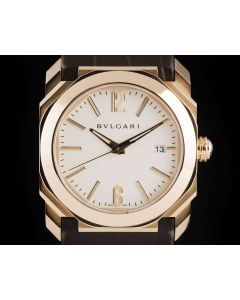 Bvlgari Octo Date Gents 18k Rose Gold Cream Dial BGOP38G
