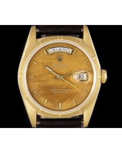 Rolex Day-Date Men's 18k Yellow Gold Rare Wood Dial 18248