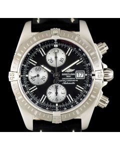 Breitling Unworn Chronomat Evolution Chronograph NOS Gents Stainless Steel Black Dial B&P A13356
