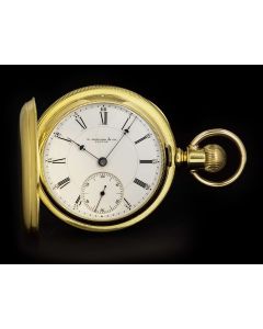 E.Howard & Co Boston Vintage Full Hunter 18k Yellow Gold White Enamel Dial