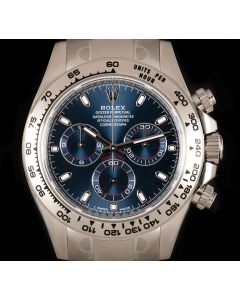 Rolex Unworn Daytona White Gold Bright Blue Dial B&P 116509