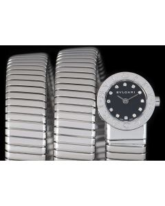 Bvlgari Tubogas Women's Stainless Steel Black Diamond Dial BB 19 1TS