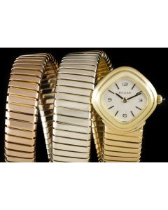 Bvlgari Rare Tubogas Ladies Automatic Wristwatch 18k Tri-Gold Silver Dial