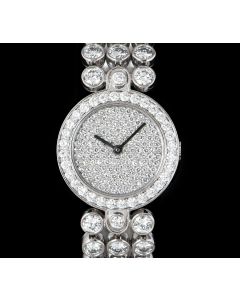 Harry Winston Dress Watch Ladies Platinum Pave Diamond Dial Diamond Set