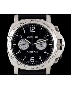 Panerai Rare Luminor Chronograph Gents 18k White Gold B&P PAM00189