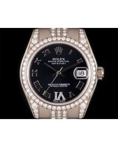 Rolex Datejust Mid-Size 18k White Gold Purple Dial Diamond Set 178159