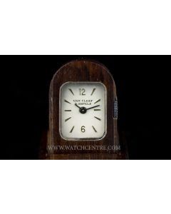 Van Cleef & Arpels Wooden Silver Dial Vintage Domino Travel Clock 