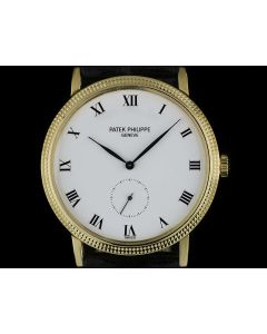 Patek Philippe 18k Yellow Gold White Porcelain Roman Dial Calatrava 3919J