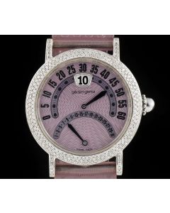 Gerald Genta Retrograde Jump Hour Ladies Stainless Steel Pink Guilloche Dial G3734 87212