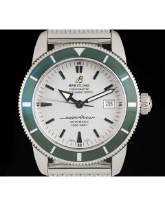 Breitling Super Ocean Heritage Stainless Steel Silver Dial Green Bezel B&P A1732136/G717