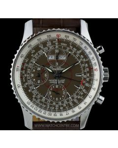 Breitling Stainless Steel Brown Dial Datora Montbrillant Gents Wristwatch B&P A21330