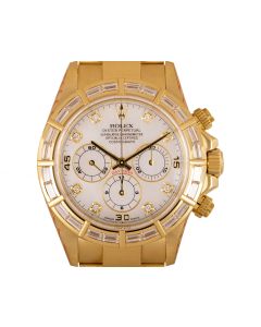 Rolex Rare Zenith Movement Cosmograph Daytona Men's 18k Yellow Gold Mother of Pearl Dial Diamond Set B&P 16568BR