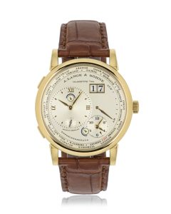 A. Lange & Sohne 18k Yellow Gold Silver Dial Time Zone 1116.021