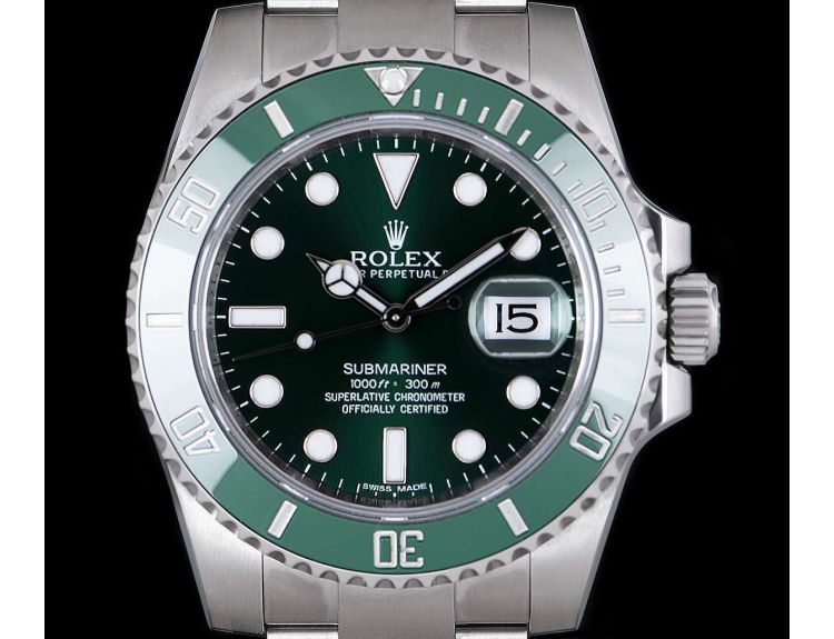 Rolex Men's Submariner Date Watch 116610LV - Green Dial - Oystersteel Case - Bezel with Green Cerachrom Insert in Ceramic - Oystersteel Oyster Bracelet