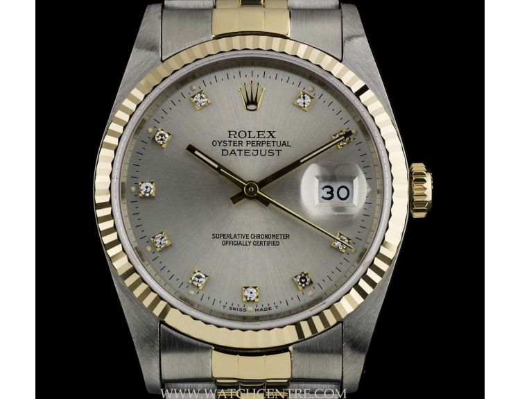 rolex datejust silver diamond dial