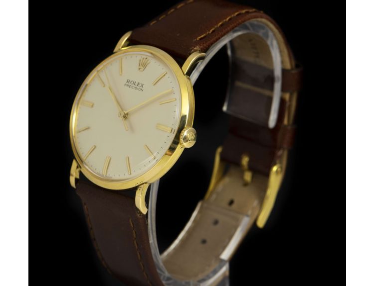 Rolex Precision Vintage Gents 18k Yellow Gold Silver Dial 9659