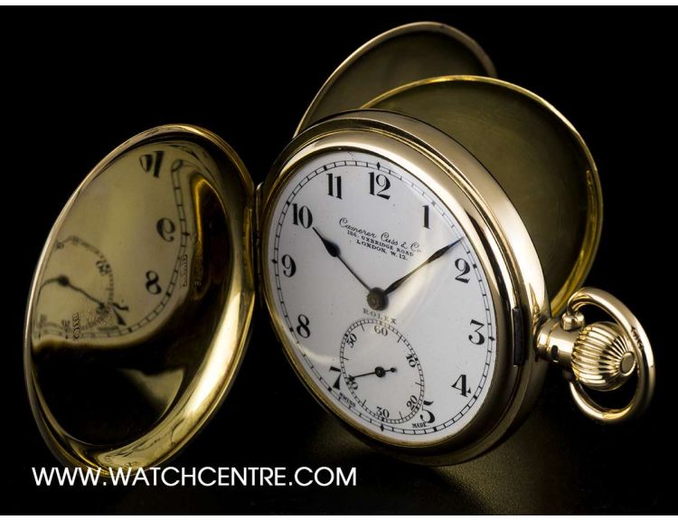Camerer Cuss Co. 18k Y G Double Name Rolex Full Hunter Pocket Watch Watch Centre