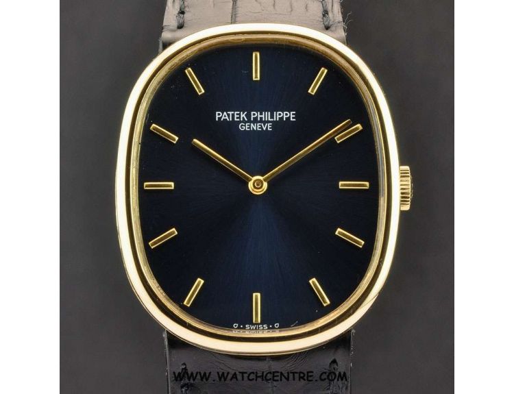 Patek Philippe 18k Yellow Gold Blue Dial Ellipse 3848 | Pre-Owned ...