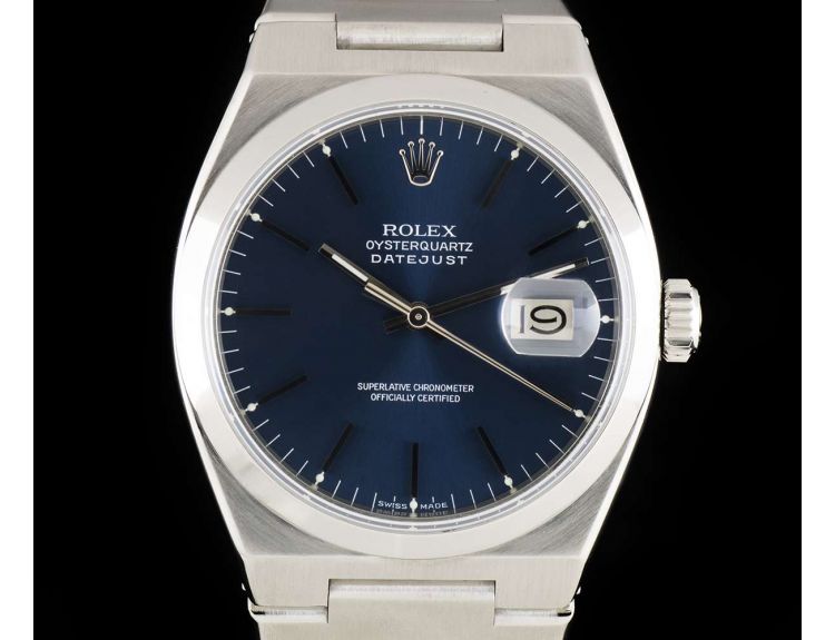 Rolex Datejust Oysterquartz Vintage Gents Stainless Steel Blue Dial 17000