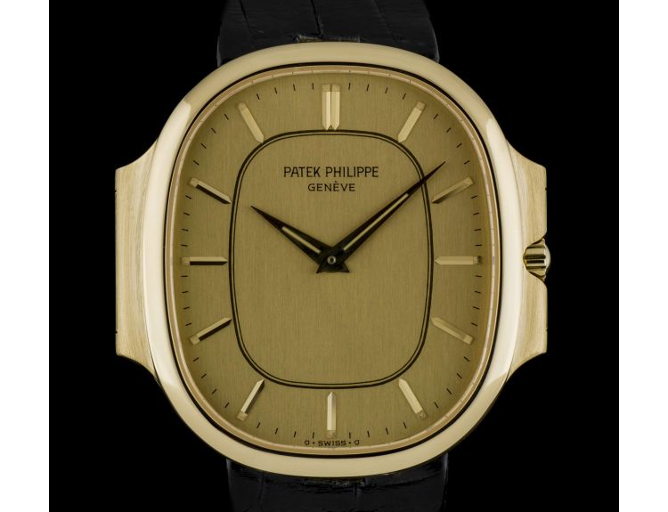 Patek Philippe 18k Yellow Gold Champagne Baton Dial Ellipse Quartz 3770
