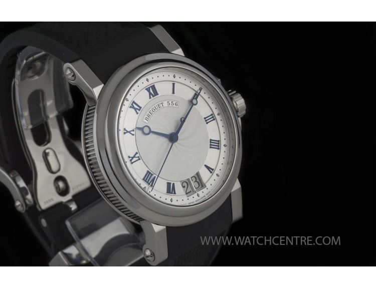 Breguet Stainless Steel Silver Roman Dial Marine Gents 5817ST 12 5V8 Watch Centre