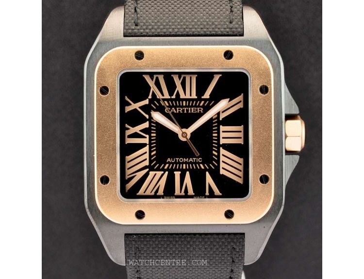 Cartier santos 100 gold bezel cheap