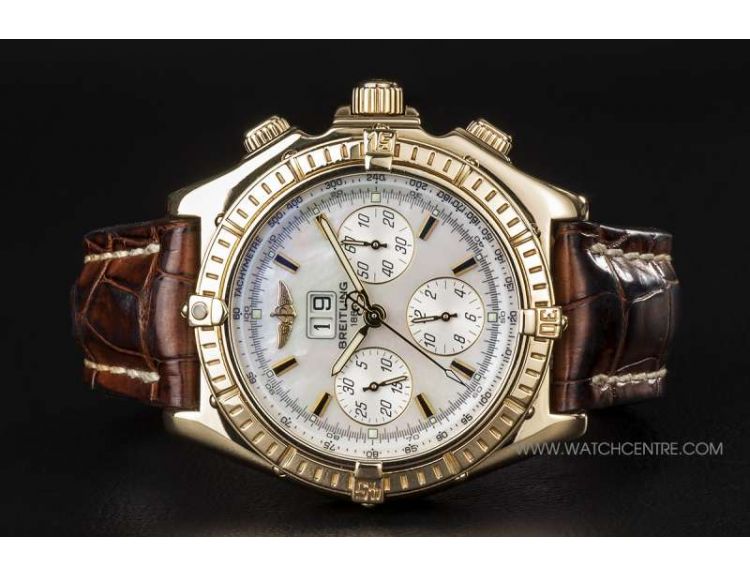 Breitling 18k Y G MOP Dial Crosswind Special Chrono K44355