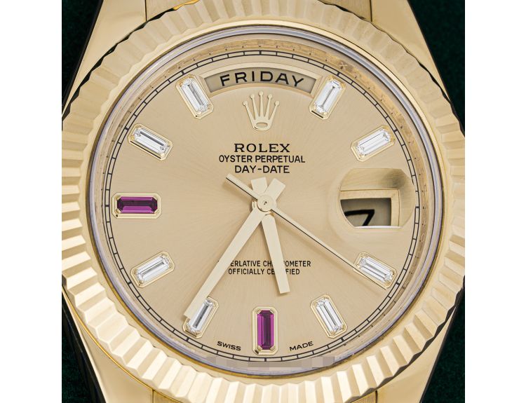 Rolex Day Date II 41mm Diamond Ruby Dial Yellow Gold 218238 WatchCentre Watch Centre